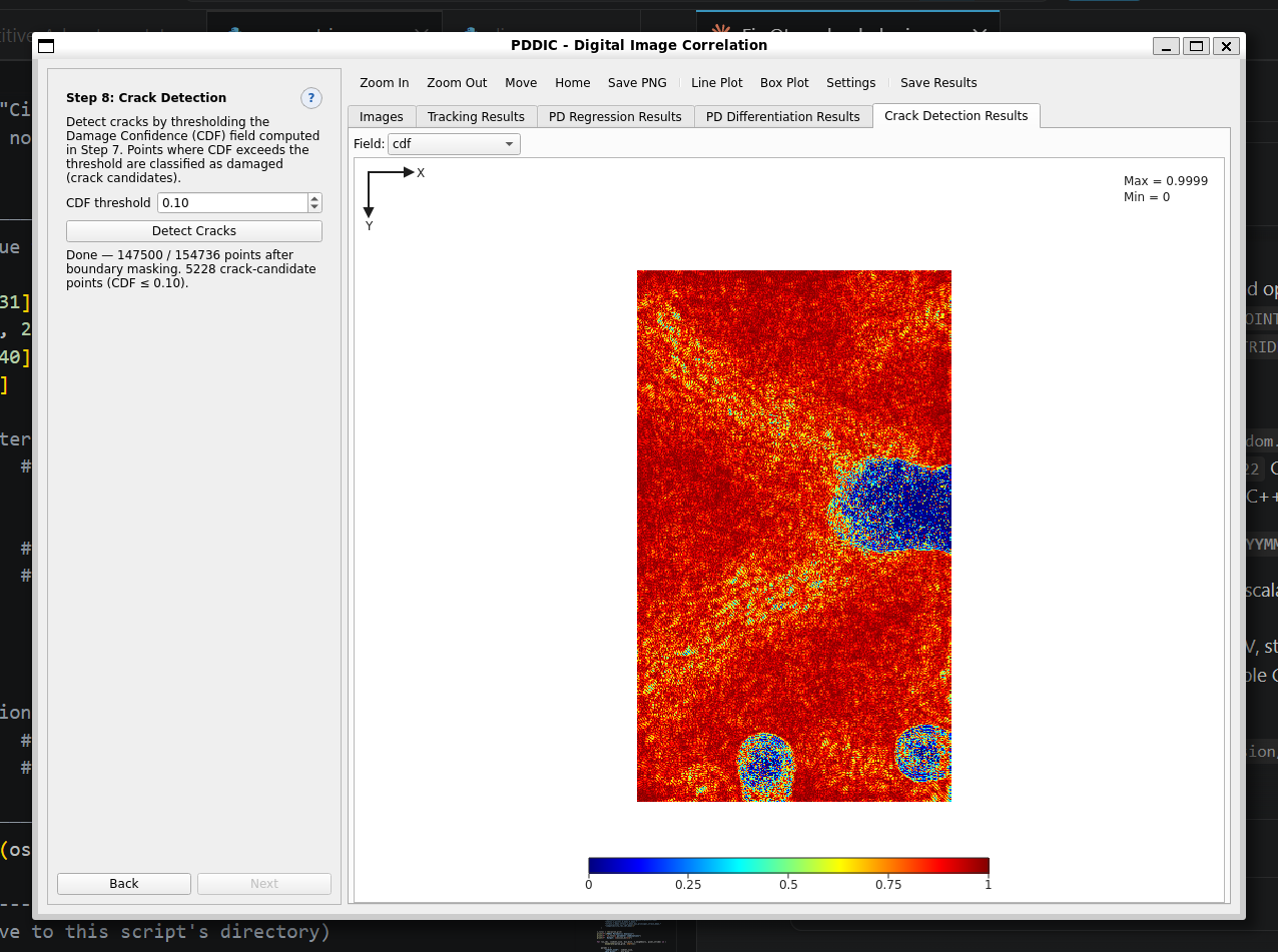 Step 8 &mdash; Damage Confidence Factor map across the specimen